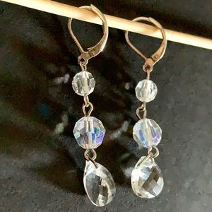 Clear glass bead earrings